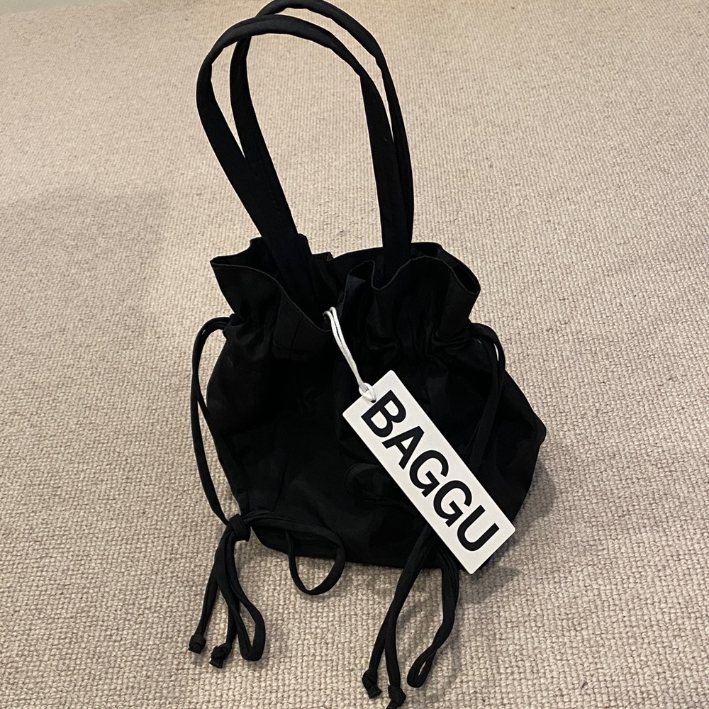 NEW! Baggu Black Drawstring Tote Bag